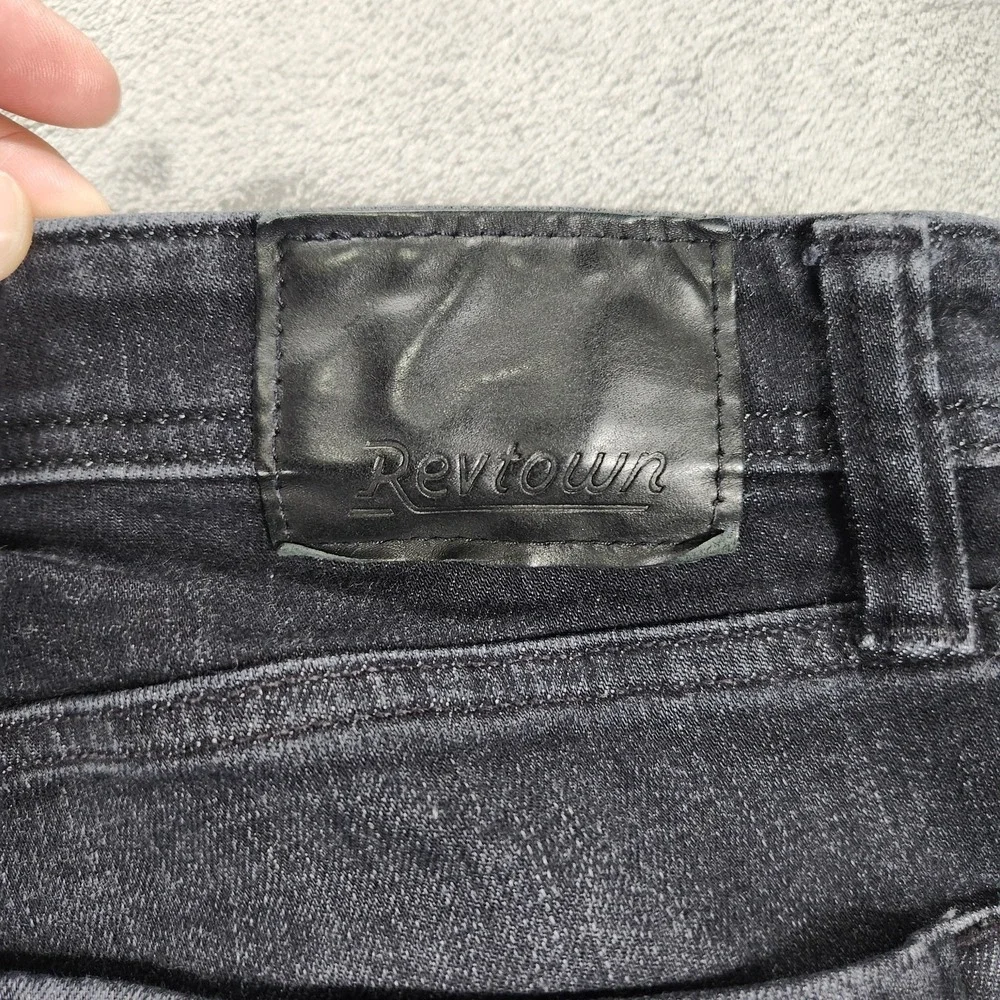Revtown Jeans‎ Mens 35x32 Gray Sharp Slim Straight Dark Wash Stretch Denim